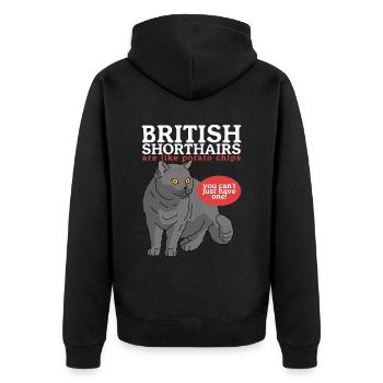 British Shorthair | British Shorthair Gift - Unisex Premium Organic Zip Hoodie - black - Back - Nico (187cm)