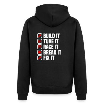 Muscel Car V8 Turbocharger Tuning Rennwagen - Unisex Premium Bio Zip Hoodie - Schwarz - Hinten - Nico (187cm)