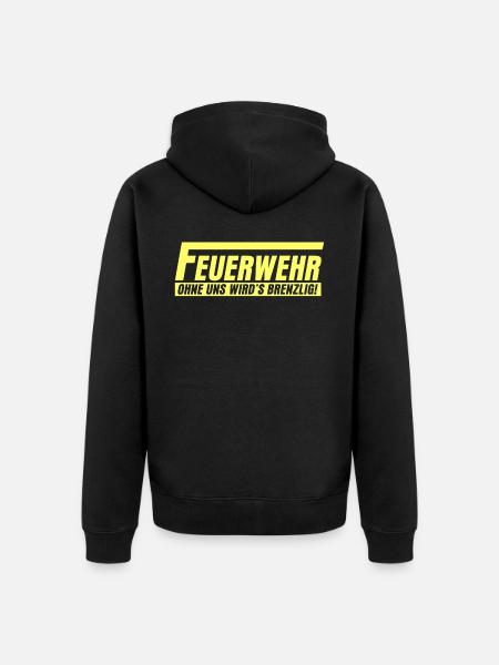 Jugendfeuerwehr Berufsfeuerwehr - Unisex Premium Bio Zip Hoodie - Schwarz