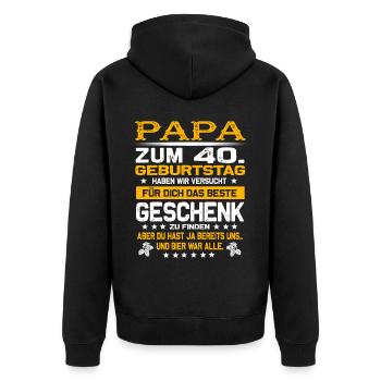 Zum 40. Geburtstag lustiges Bier Spruch - Unisex Premium Bio Zip Hoodie - Schwarz - Hinten - Nico (187cm)
