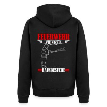Jugendfeuerwehr Hausbesuch Feuerwehr - Unisex Premium Bio Zip Hoodie - Schwarz - Hinten - Nico (187cm)