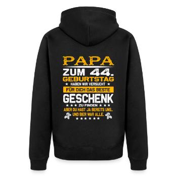 Zum 44. Geburtstag lustiges Bier Spruch - Unisex Premium Bio Zip Hoodie - Schwarz - Hinten - Nico (187cm)