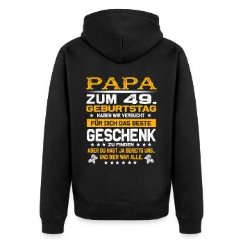 Zum 49. Geburtstag lustiges Bier Spruch - Unisex Premium Bio Zip Hoodie - Schwarz - Hinten - Nico (187cm)