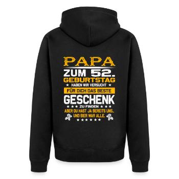 Zum 52. Geburtstag lustiges Bier Spruch - Unisex Premium Bio Zip Hoodie - Schwarz - Hinten - Nico (187cm)