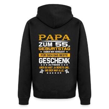 Zum 55. Geburtstag lustiges Bier Spruch - Unisex Premium Bio Zip Hoodie - Schwarz - Hinten - Nico (187cm)