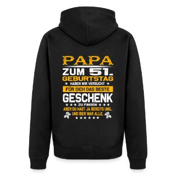 Zum 51. Geburtstag lustiges Bier Spruch - Unisex Premium Bio Zip Hoodie - Schwarz - Hinten - Nico (187cm)