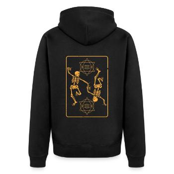 Creepy Skeletons Hexagram Icon Halloween - Unisex Premium Organic Zip Hoodie - black - Back - Nico (187cm)
