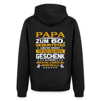 Zum 60. Geburtstag lustiges Bier Spruch - Unisex Premium Bio Zip Hoodie - Schwarz - Hinten - Nico (187cm)
