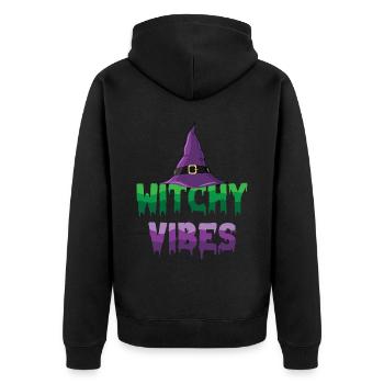 Witchy Vibes Wizard Witch Hat Halloween Costume - Unisex Premium Organic Zip Hoodie - black - Back - Nico (187cm)