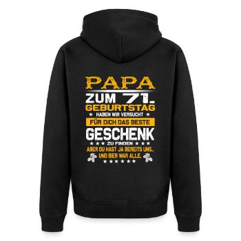 Zum 71. Geburtstag lustiges Bier Spruch - Unisex Premium Bio Zip Hoodie - Schwarz - Hinten - Nico (187cm)