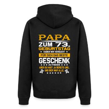 Zum 73. Geburtstag lustiges Bier Spruch - Unisex Premium Bio Zip Hoodie - Schwarz - Hinten - Nico (187cm)