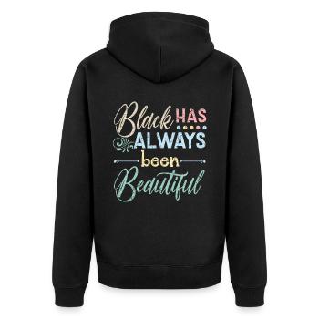 Schwarz war schon immer ein schöner Afroamerikaner - Unisex Premium Bio Zip Hoodie - Schwarz - Hinten - Nico (187cm)