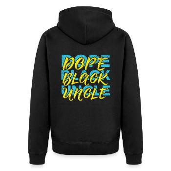 Schwarzer Onkel Schwarzer Geschichtsmonat Schwarzer Stolz - Unisex Premium Bio Zip Hoodie - Schwarz - Hinten - Nico (187cm)