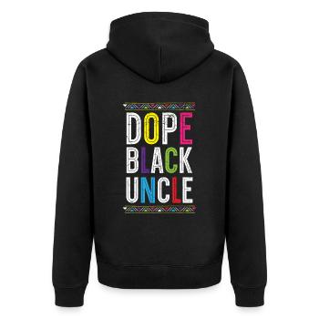 Schwarzer Onkel Schwarzer Geschichtsmonat Schwarzer Stolz - Unisex Premium Bio Zip Hoodie - Schwarz - Hinten - Nico (187cm)