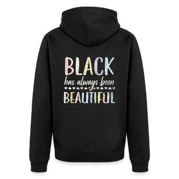Schwarz war schon immer ein schöner Afroamerikaner - Unisex Premium Bio Zip Hoodie - Schwarz - Hinten - Nico (187cm)