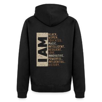 Black And Proud Black History Month Black Pride - Unisex Premium Organic Zip Hoodie - black - Back - Nico (187cm)