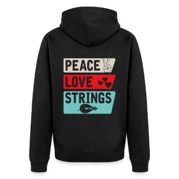 Peace Love Strings Acoustic Guitar Music - Unisex Premium Bio Zip Hoodie - Schwarz - Hinten - Nico (187cm)
