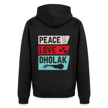Peace Love Dholak Instrument de musique de tambour - Veste à capuche bio Premium Unisexe - noir - Dos - Nico (187cm)