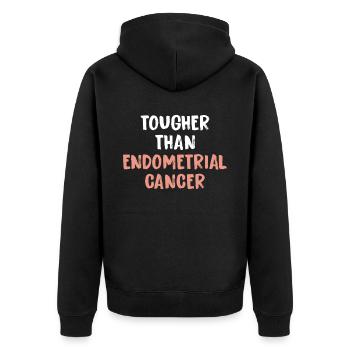 Härter Als Endometriumkrebs - Unisex Premium Bio Zip Hoodie - Schwarz - Hinten - Nico (187cm)