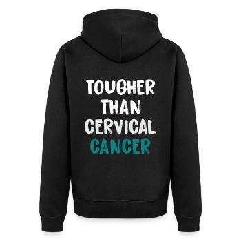 Härter Als Gebärmutterhalskrebs - Unisex Premium Bio Zip Hoodie - Schwarz - Hinten - Nico (187cm)
