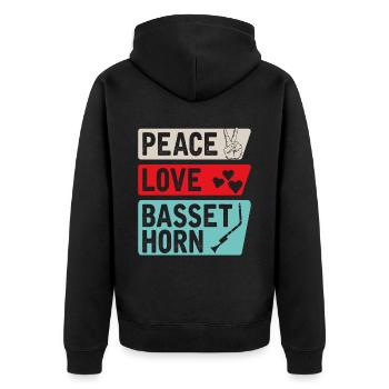 Peace Love Basset Horn Instrument de musique - Veste à capuche bio Premium Unisexe - noir - Dos - Nico (187cm)