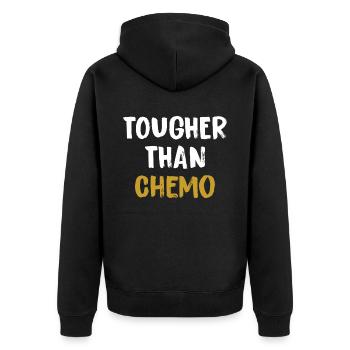 Härter Als Chemotroschenkrebs - Unisex Premium Bio Zip Hoodie - Schwarz - Hinten - Nico (187cm)