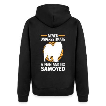 Woman with Samoyed Sled Dog Samoyeds - Unisex Premium Organic Zip Hoodie - black - Back - Nico (187cm)