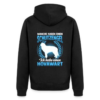 Mein Hovawart ist mein Schutzengel - Unisex Premium Bio Zip Hoodie - Schwarz - Hinten - Nico (187cm)
