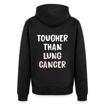 Härter Als Lungenkrebs - Unisex Premium Bio Zip Hoodie - Schwarz - Hinten - Nico (187cm)