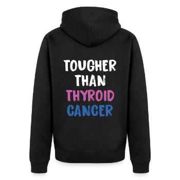Härter Als Schilddrüsenkrebs - Unisex Premium Bio Zip Hoodie - Schwarz - Hinten - Nico (187cm)
