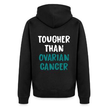 Harder than ovarian cancer - Unisex Premium Organic Zip Hoodie - black - Back - Nico (187cm)
