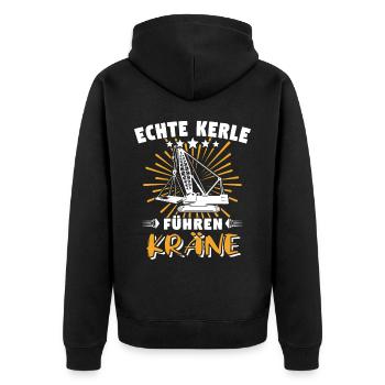 Kranführer Sprüche Kran Kranfahrer - Unisex Premium Bio Zip Hoodie - Schwarz - Hinten - Nico (187cm)