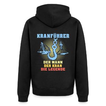 Kranführer Sprüche Kran Kranfahrer - Unisex Premium Bio Zip Hoodie - Schwarz - Hinten - Nico (187cm)