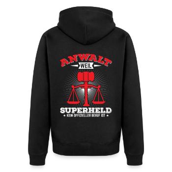 Beruf Rechtsanwalt! Juristen Jura Studenten Anwalt - Unisex Premium Bio Zip Hoodie - Schwarz - Hinten - Nico (187cm)
