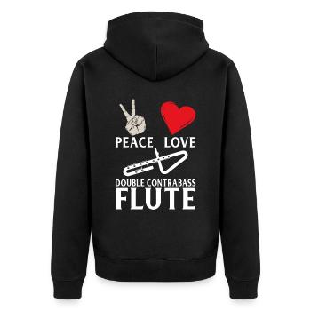 Peace Love Double Contrabass Flute Music - Unisex Premium Bio Zip Hoodie - Schwarz - Hinten - Nico (187cm)
