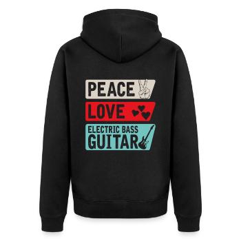 Peace Love Electric Bass Guitar Music - Unisex Premium Organic Zip Hoodie - black - Back - Nico (187cm)
