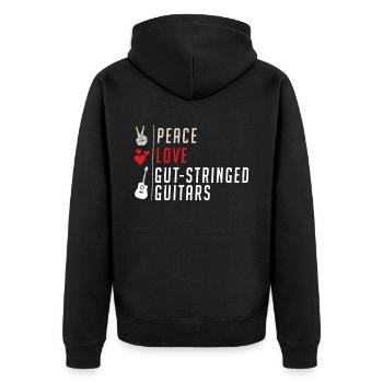 Cut-Stringed Guitars Musical Instrument - Unisex Premium Bio Zip Hoodie - Schwarz - Hinten - Nico (187cm)