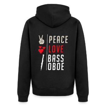 Peace Love Bass Hautbois Instrument de musique - Veste à capuche bio Premium Unisexe - noir - Dos - Nico (187cm)