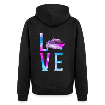Cruise Ship Vacation Watercolor - Unisex Premium Bio Zip Hoodie - Schwarz - Hinten - Nico (187cm)