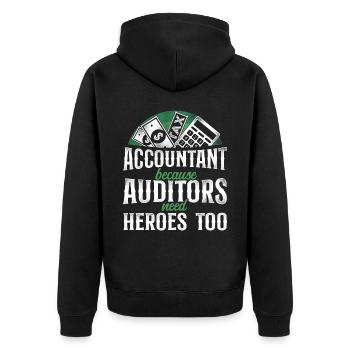 Accountant Bookkeeper Accounting - Unisex Premium Organic Zip Hoodie - black - Back - Nico (187cm)