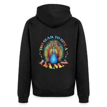 Colorful Peacock - Unisex Premium Organic Zip Hoodie - black - Back - Nico (187cm)