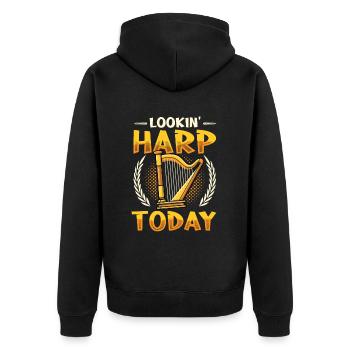 Lookin' Harp Today, joueur de harpe. - Veste à capuche bio Premium Unisexe - noir - Dos - Nico (187cm)