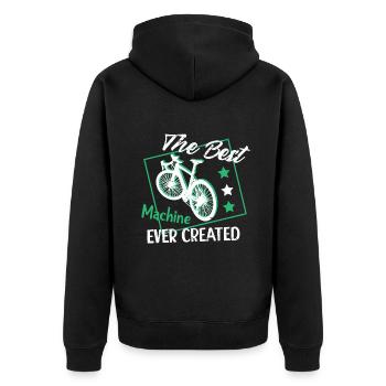 Fahrradfahrer Fahrrad Biker BMX - Unisex Premium Bio Zip Hoodie - Schwarz - Hinten - Nico (187cm)