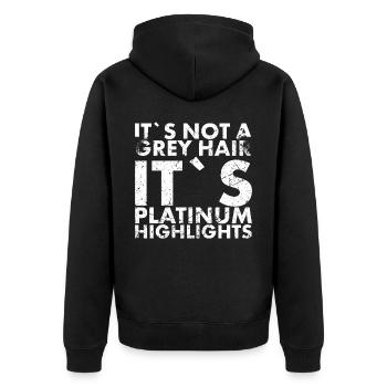 Es Ist Kein Graues Haar, Es Ist Platin Zum - Unisex Premium Bio Zip Hoodie - Schwarz - Hinten - Nico (187cm)