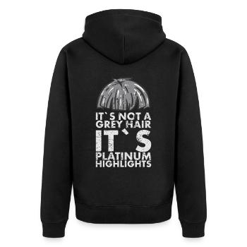 Es Ist Kein Graues Haar, Es Ist Platin Zum - Unisex Premium Bio Zip Hoodie - Schwarz - Hinten - Nico (187cm)