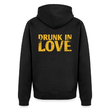 Betrunken Im Liebes-ehe-entwurf Für - Unisex Premium Bio Zip Hoodie - Schwarz - Hinten - Nico (187cm)