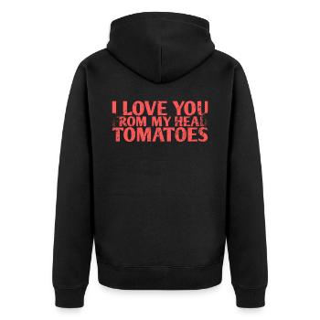 Je t’aime de ma tête Conception de tomate pour - Veste à capuche bio Premium Unisexe - noir - Dos - Nico (187cm)