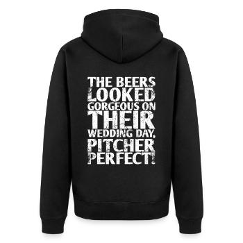Die Biere Sahen Auf Ihrem Bräutigam Für Die Braut - Unisex Premium Bio Zip Hoodie - Schwarz - Hinten - Nico (187cm)