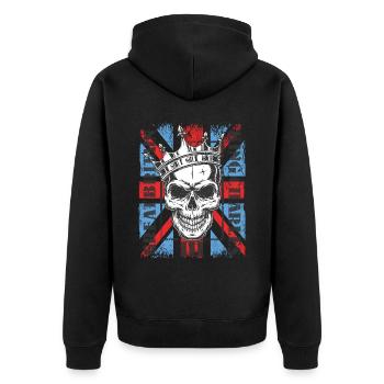 Crâne Roi Charles König Angleterre Monarque - Veste à capuche bio Premium Unisexe - noir - Dos - Nico (187cm)