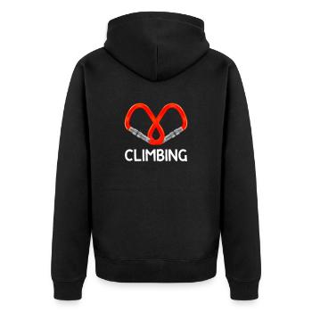 Climbing Mountaineering Mountaineering Alpine Carabiner - Unisex Premium Organic Zip Hoodie - black - Back - Nico (187cm)